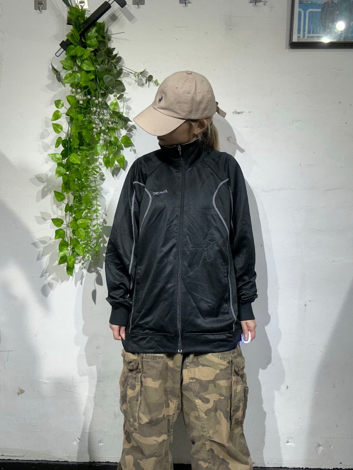 리복 블랙 로고 트랙탑 져지 L 상품이미지2