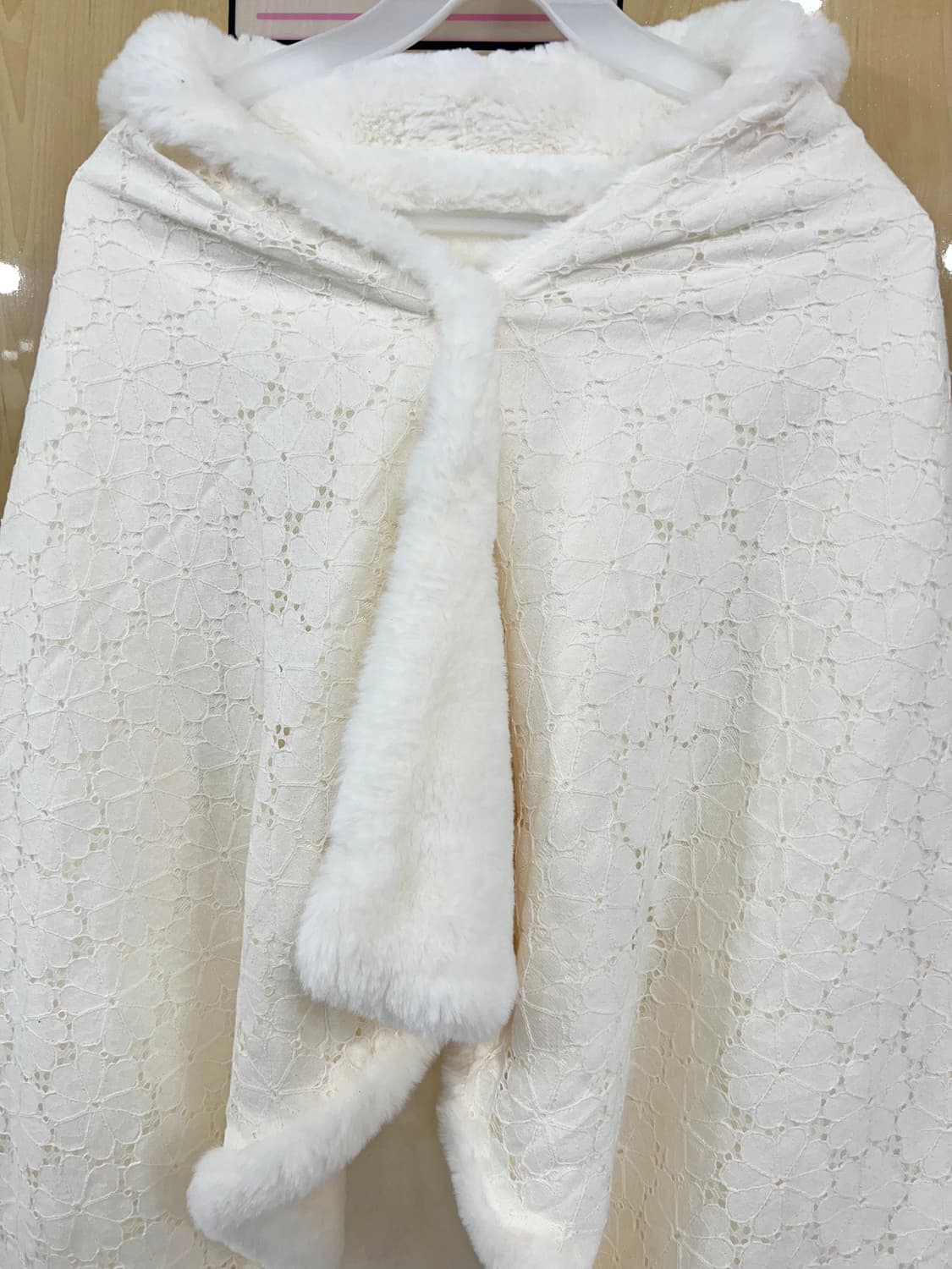 히메 갸루 지뢰계 화이트 퍼 망토 코트 상품이미지2