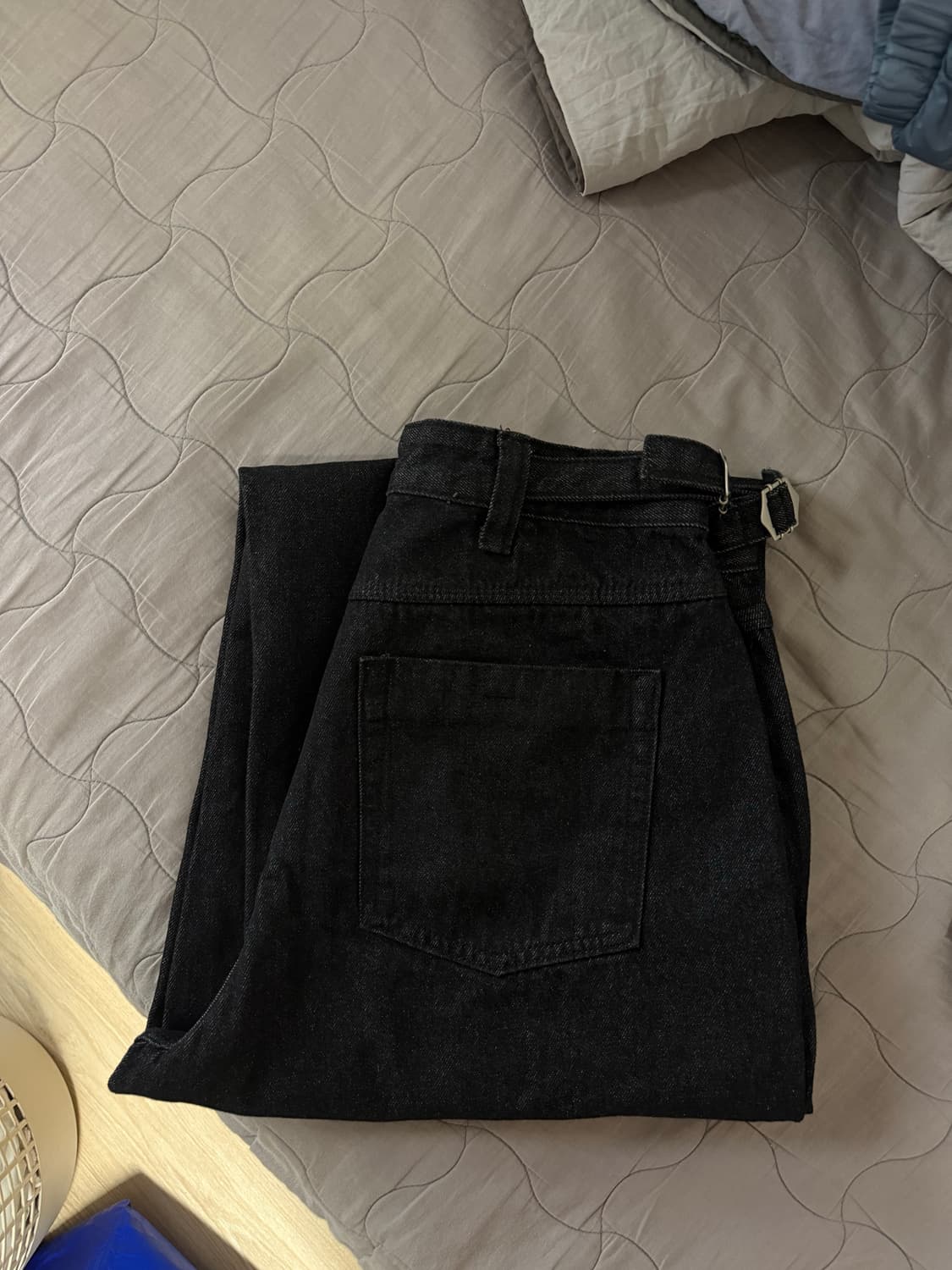 노운 와이드 데님 팬츠 블랙 1사이즈 판매 상품이미지4