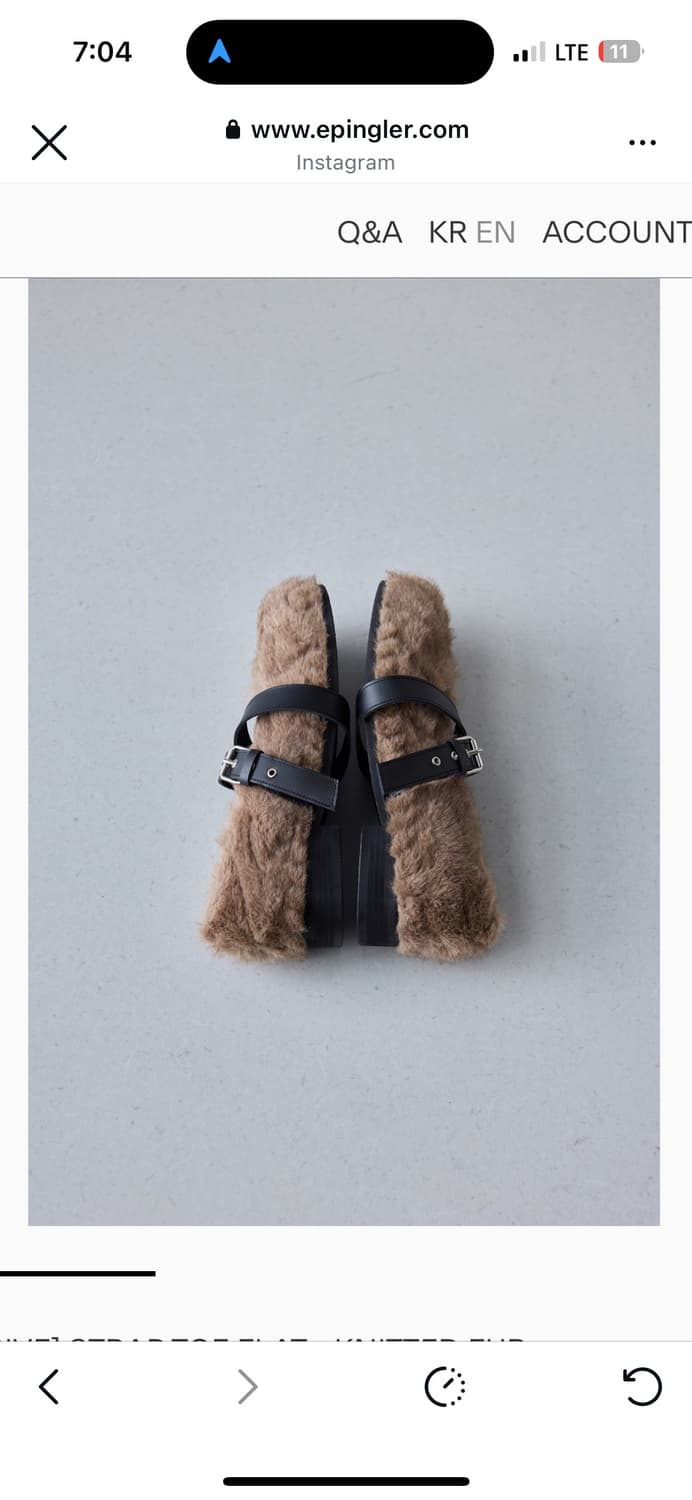 미착용 새상품 ) 에핑글러 스트랩 퍼슈즈 브라운 상품이미지3