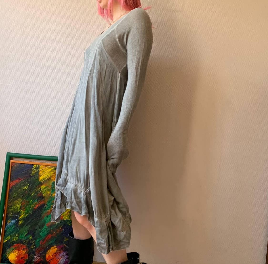 Vintage Grunge Asymmetrical Gray Dress 상품이미지6