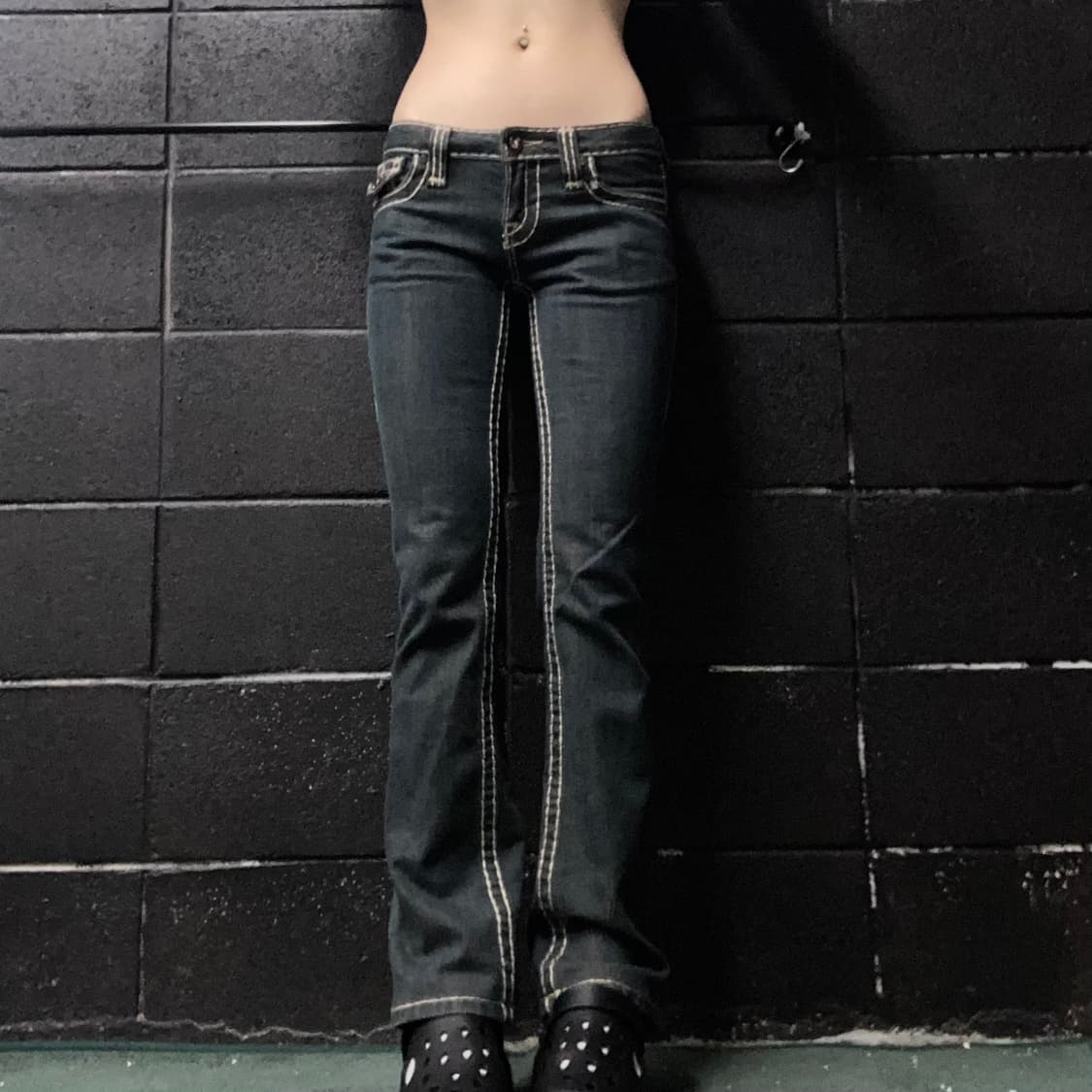 빈티지 버튼 포인트 슬림핏 데님 팬츠 상품이미지2