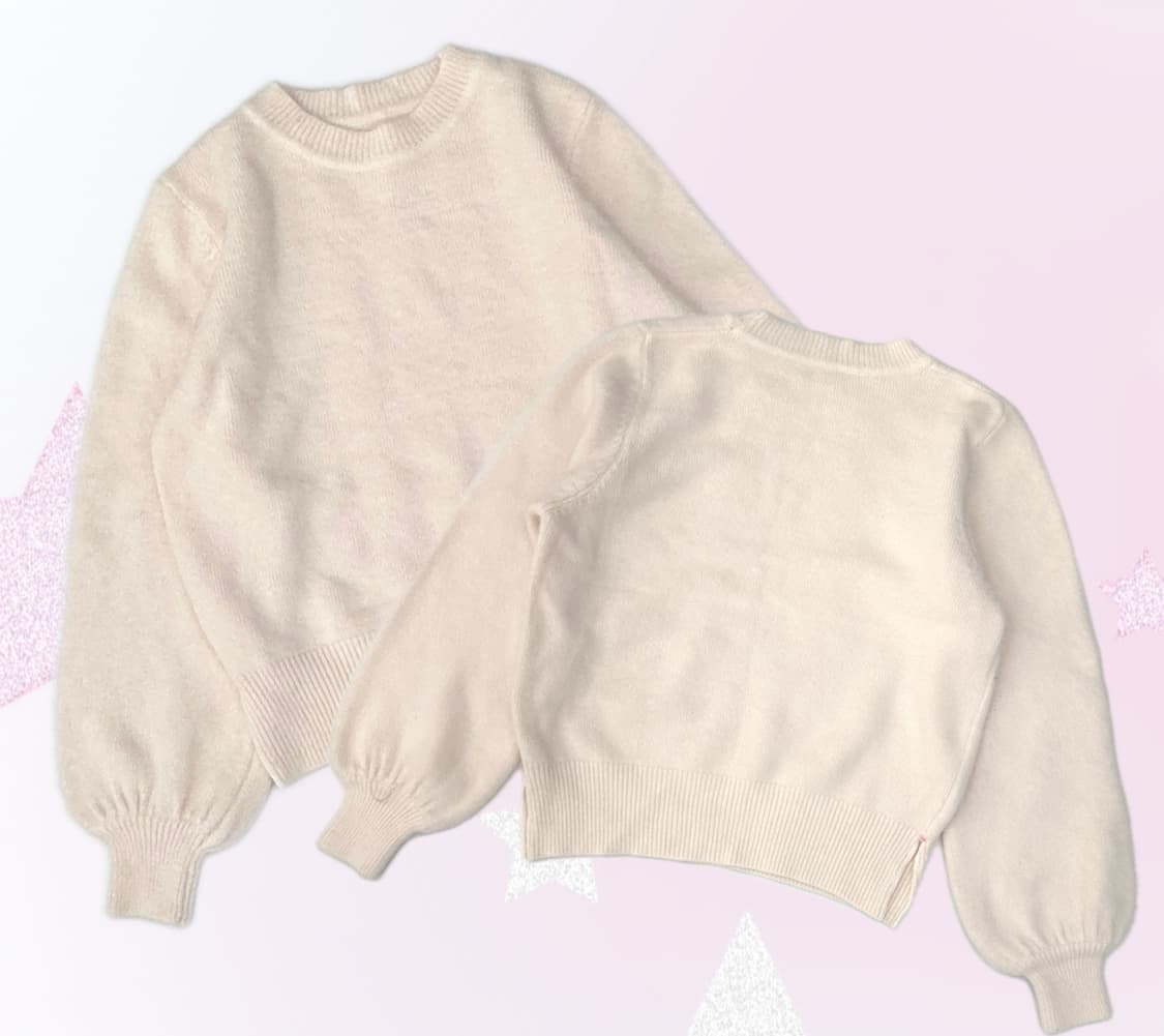 🍓딸기우유 벌룬 소매 니트🍓오네갸루 갸루 핑크 히메 앙고라st 상품이미지1