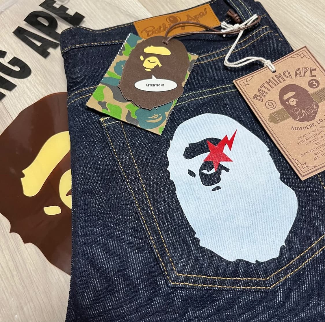 베이프 베이프스타 레귤러진 데님팬츠 m 상품이미지1