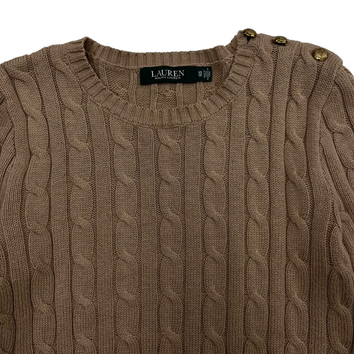 폴로 랄프로렌 숄더 버튼 베이지 꽈배기 니트 XS 상품이미지4