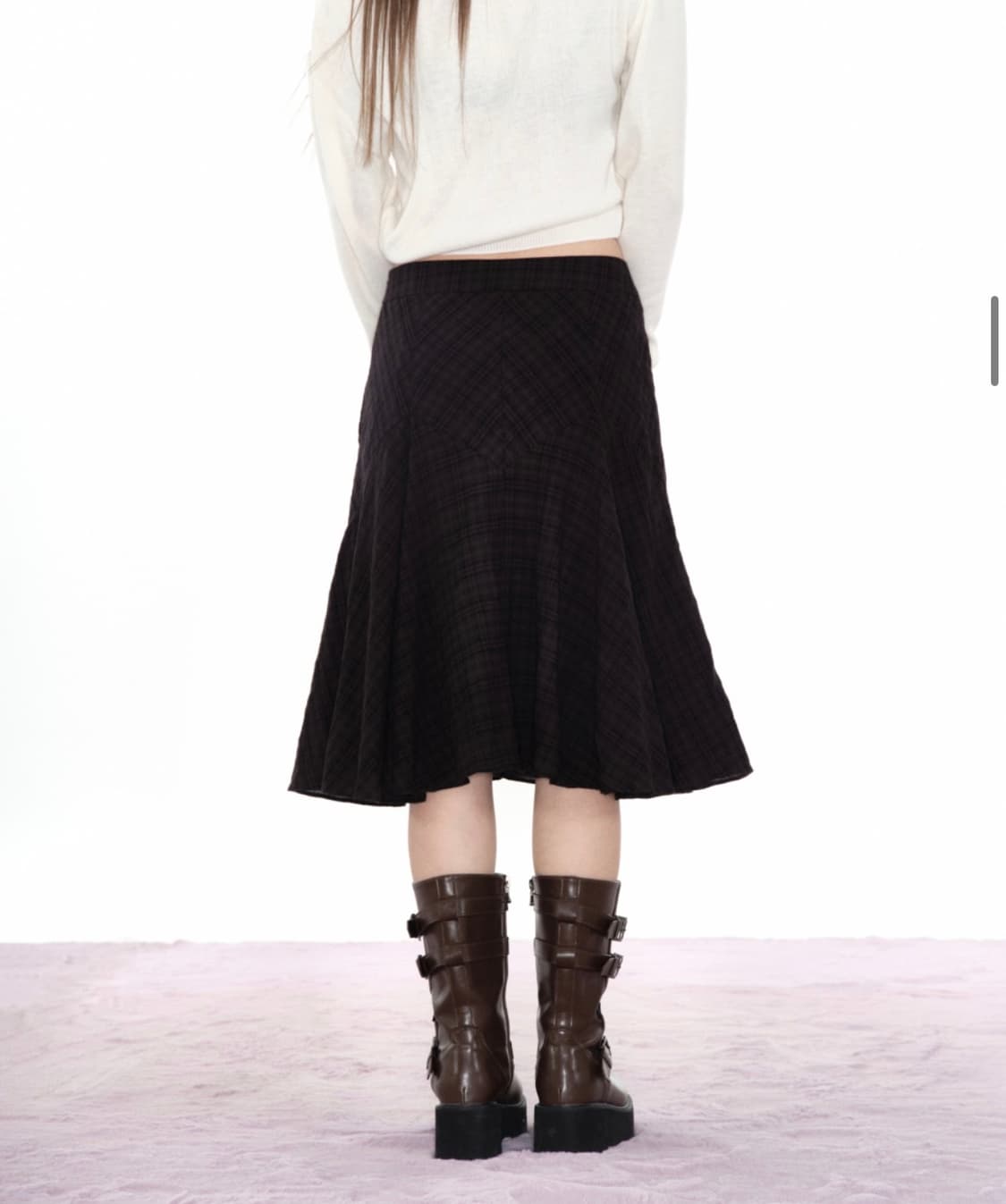 애즈온 london check midi skirt / black 상품이미지4
