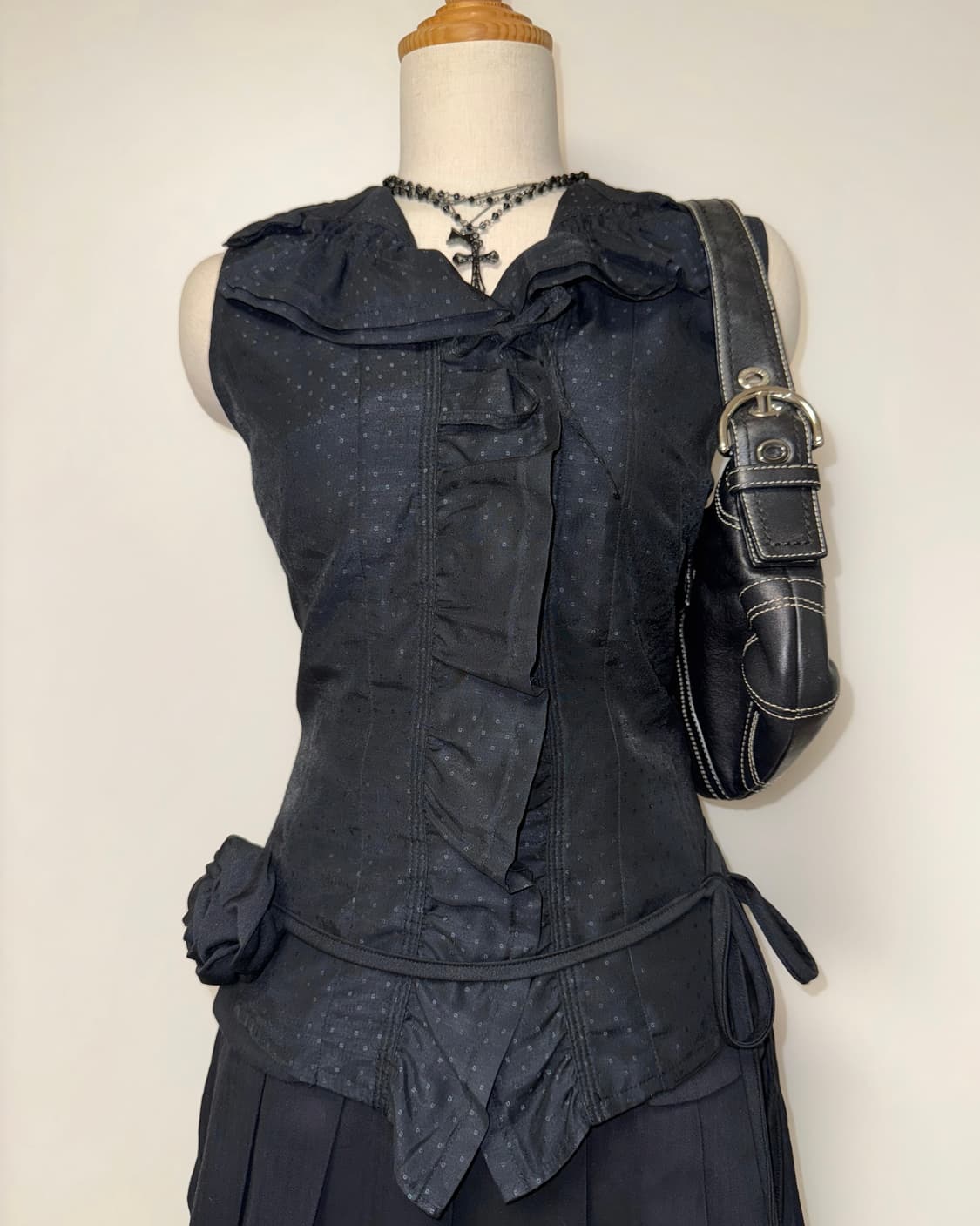 도트패턴 프릴 나시 블라우스 셔츠 상품이미지7