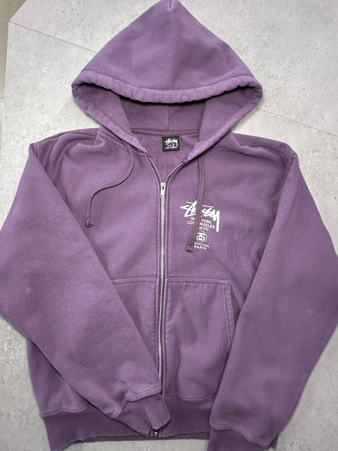 스투시 (Stüssy)월드투어 로고 집업 후드 (퍼플) 상품이미지6