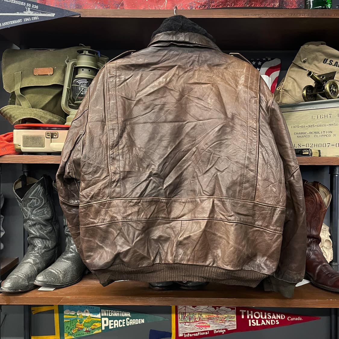 90s USA 빈티지 G-1 항공 봄버 리얼 레더 자켓 상품이미지2