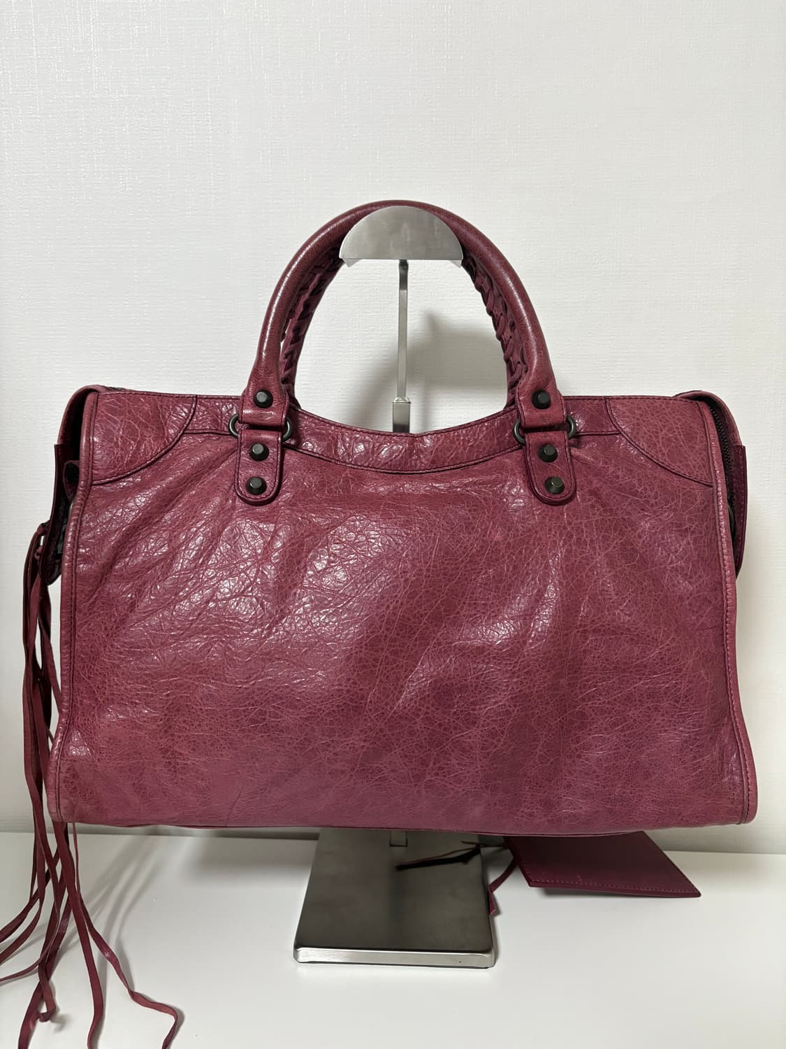 발렌시아가 시티 모터백 미디움 버건디 상품이미지4