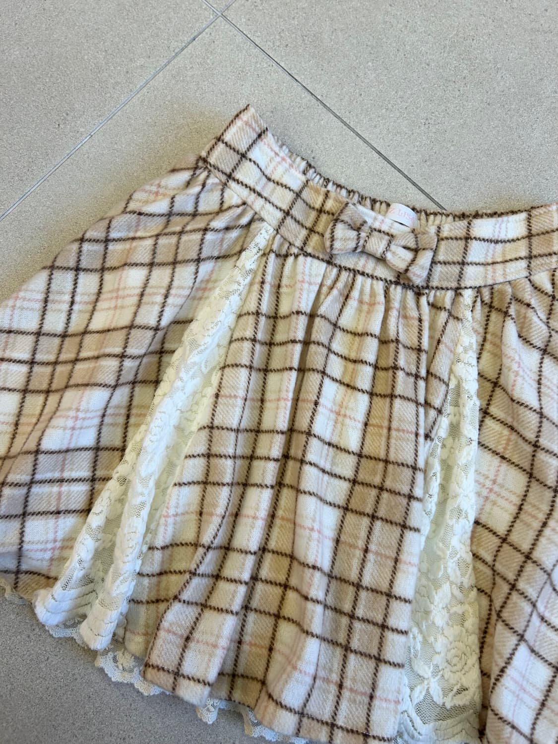 리즈리사 핑크 브라운 체크 스커트 상품이미지3