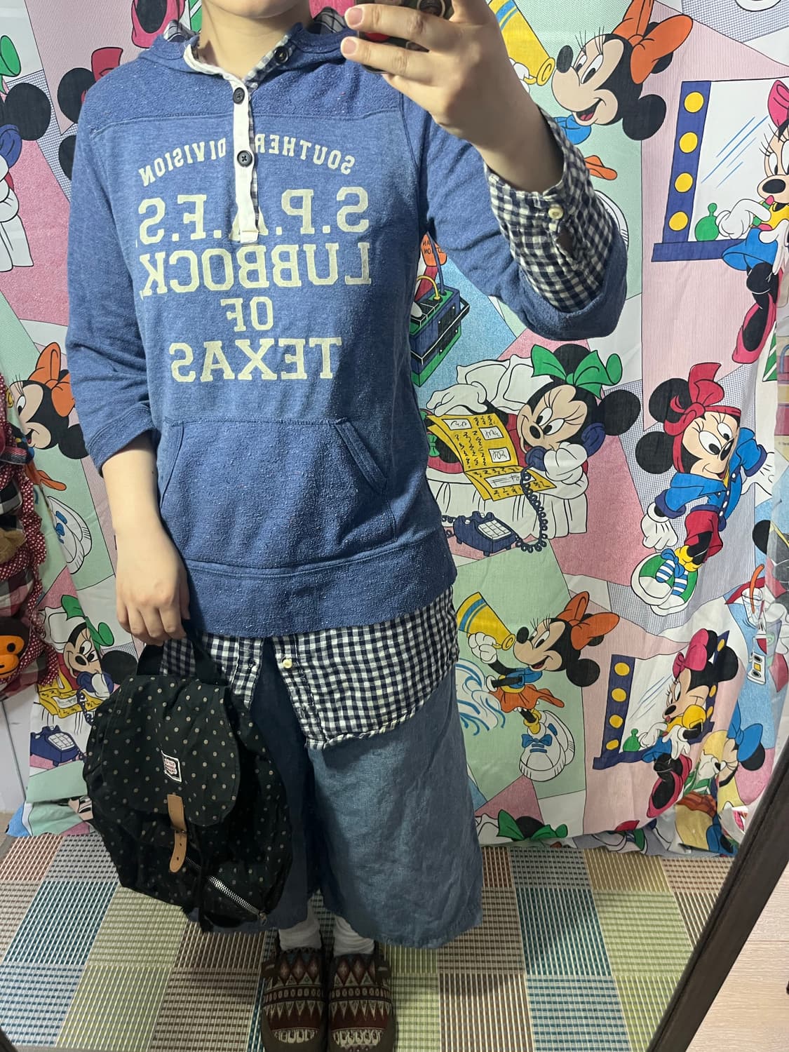 체크 레이어드 후드티 상품이미지1