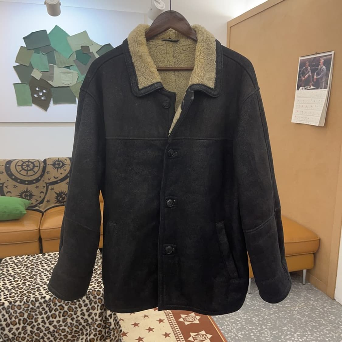 랭글러 빈티지 오버핏 가죽 양털 무스탕 자켓 L C08922 상품이미지3