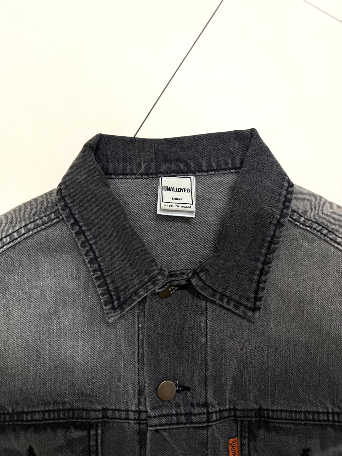 Unalloyed 어널로이드 플라워 워크 데님 트러커 자켓 그레이 상품이미지4