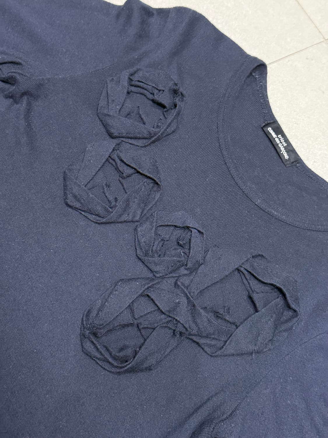 2001 꼼데가르송 5송이 장미 결합 울 니트 롱슬리브 스웨터 상품이미지1