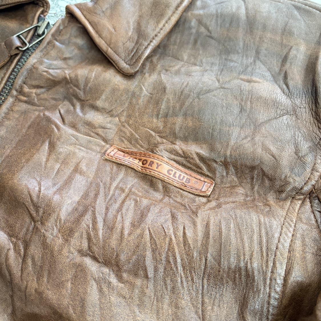 80s ELLE 빈티지 A-2 리얼가죽 자켓 L 상품이미지4