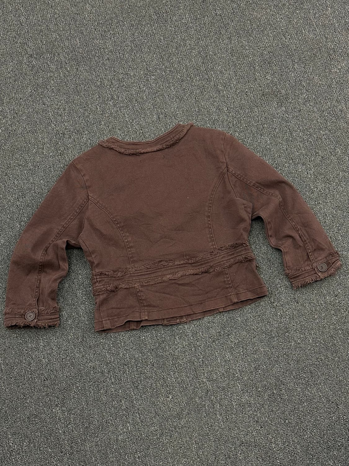 M)A.M.I 빈티지 여성 논카라 브라운 코튼 자켓 상품이미지3