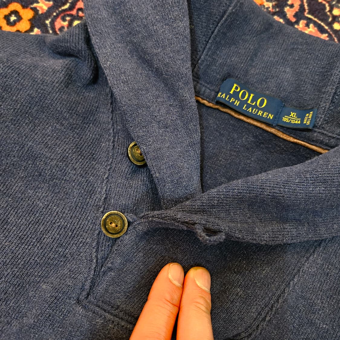 폴로랄프로렌 코튼 숄카라넥 스몰로고 니트 XL size 상품이미지5