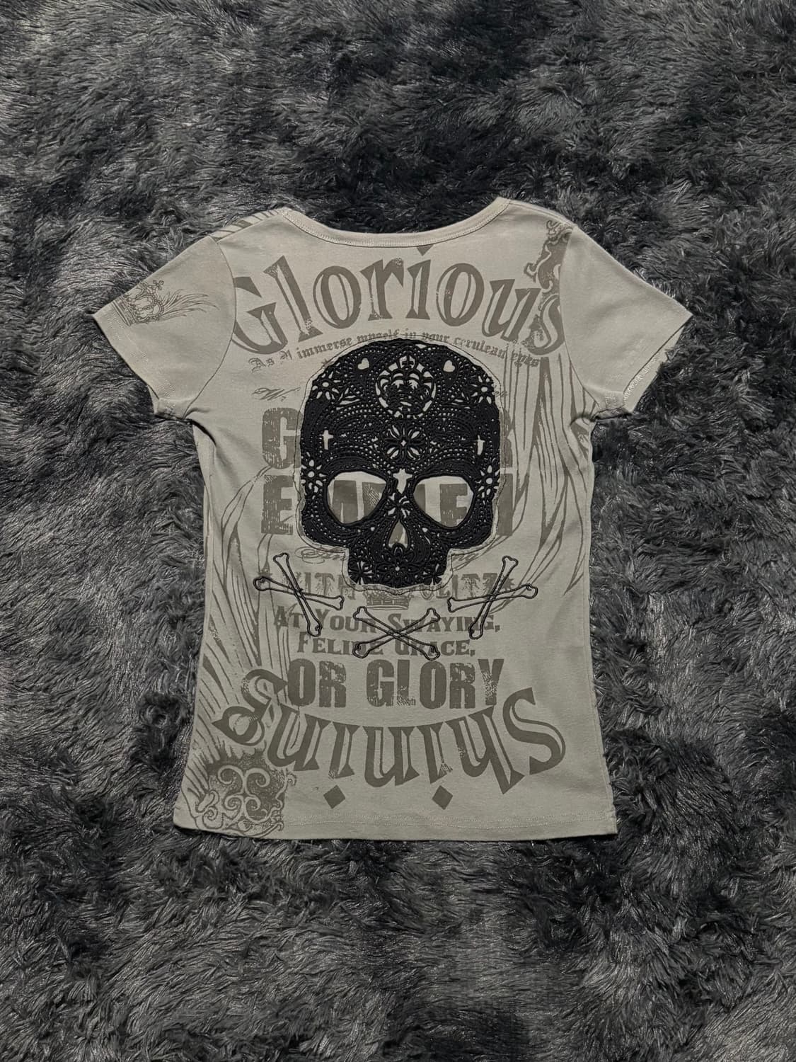 DURER 스컬 레이스 패치 빈티지 그래픽 반팔 티셔츠 상품이미지4