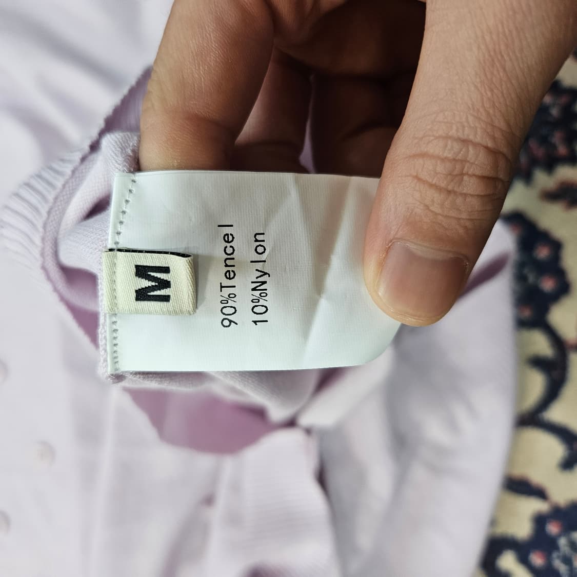 (새상품)Senseera Tencel 카라 스티치 퍼플 반팔 니트 상품이미지6