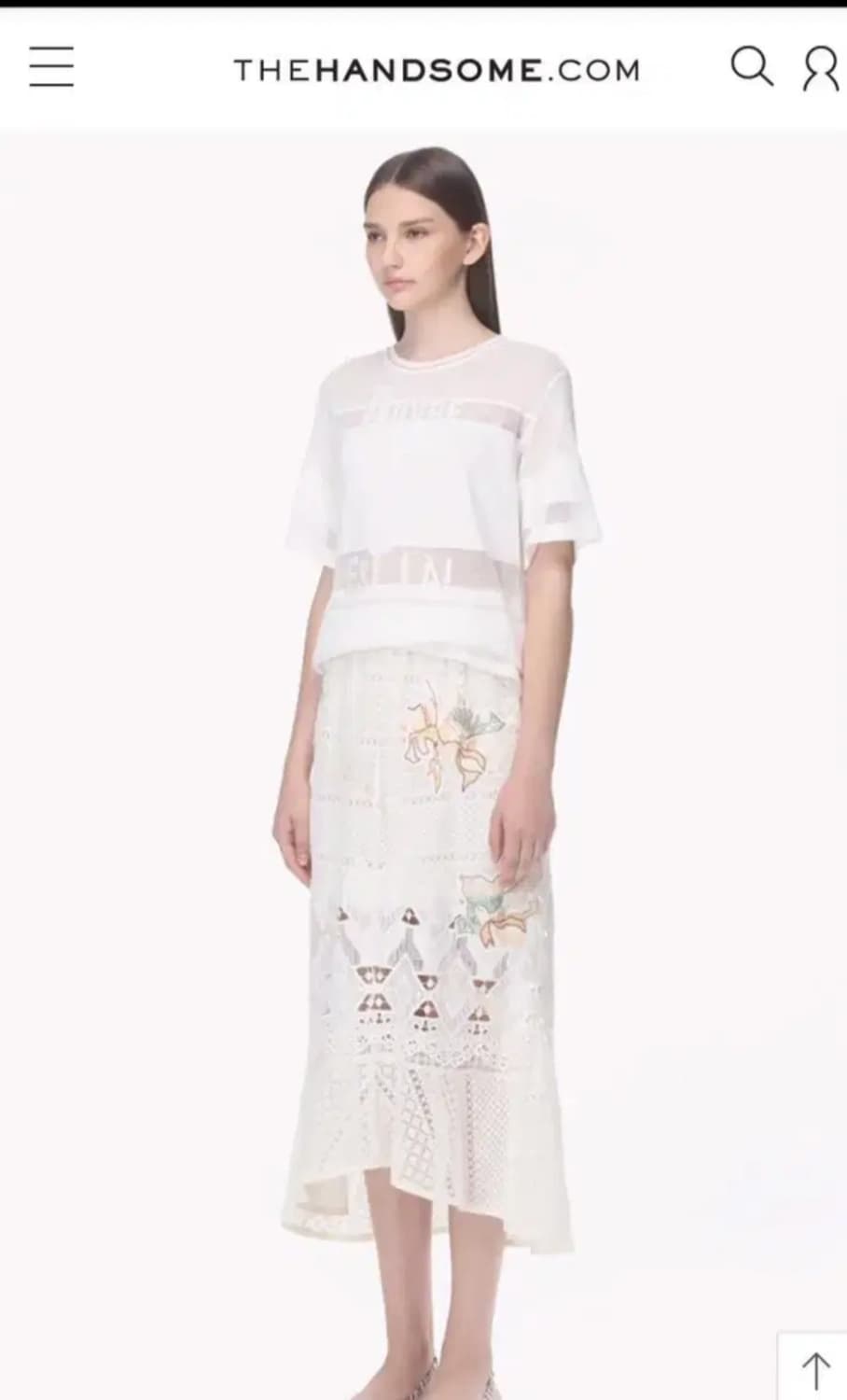 아이보리 타임레이스 롱 스커트 자수 디테일 상품이미지1