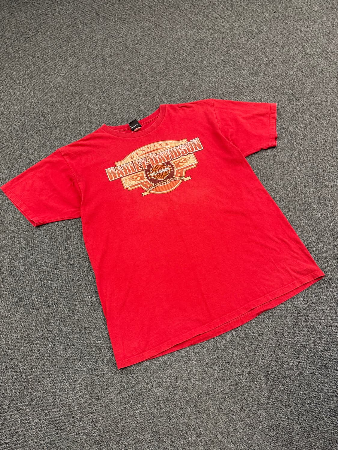 2XL) 할리데이비슨 빈티지 플레임 로고 프린팅 반팔 티셔츠 상품이미지1