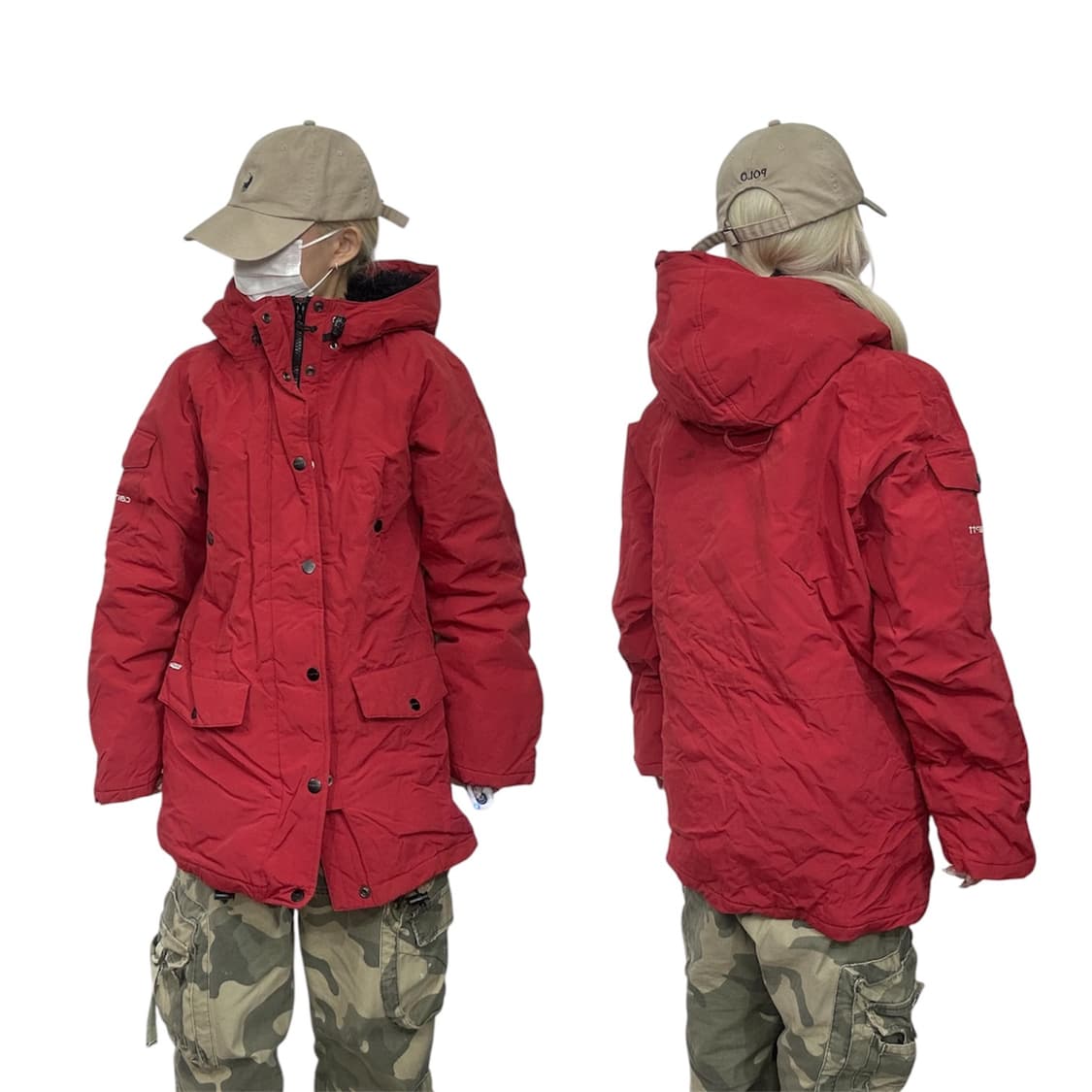 칼하트 레드 후드 패딩 파카 야상 점퍼 S 상품이미지1