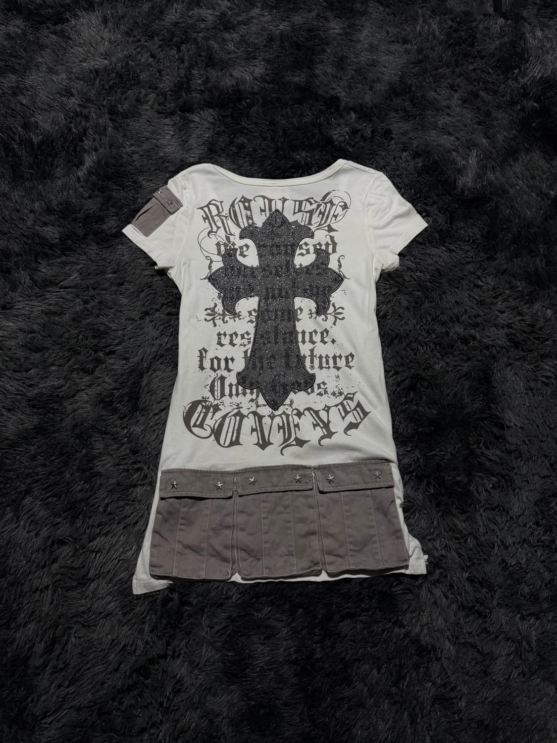 DURER 십자가 레터링 글리터 Y2K 반팔 상품이미지7