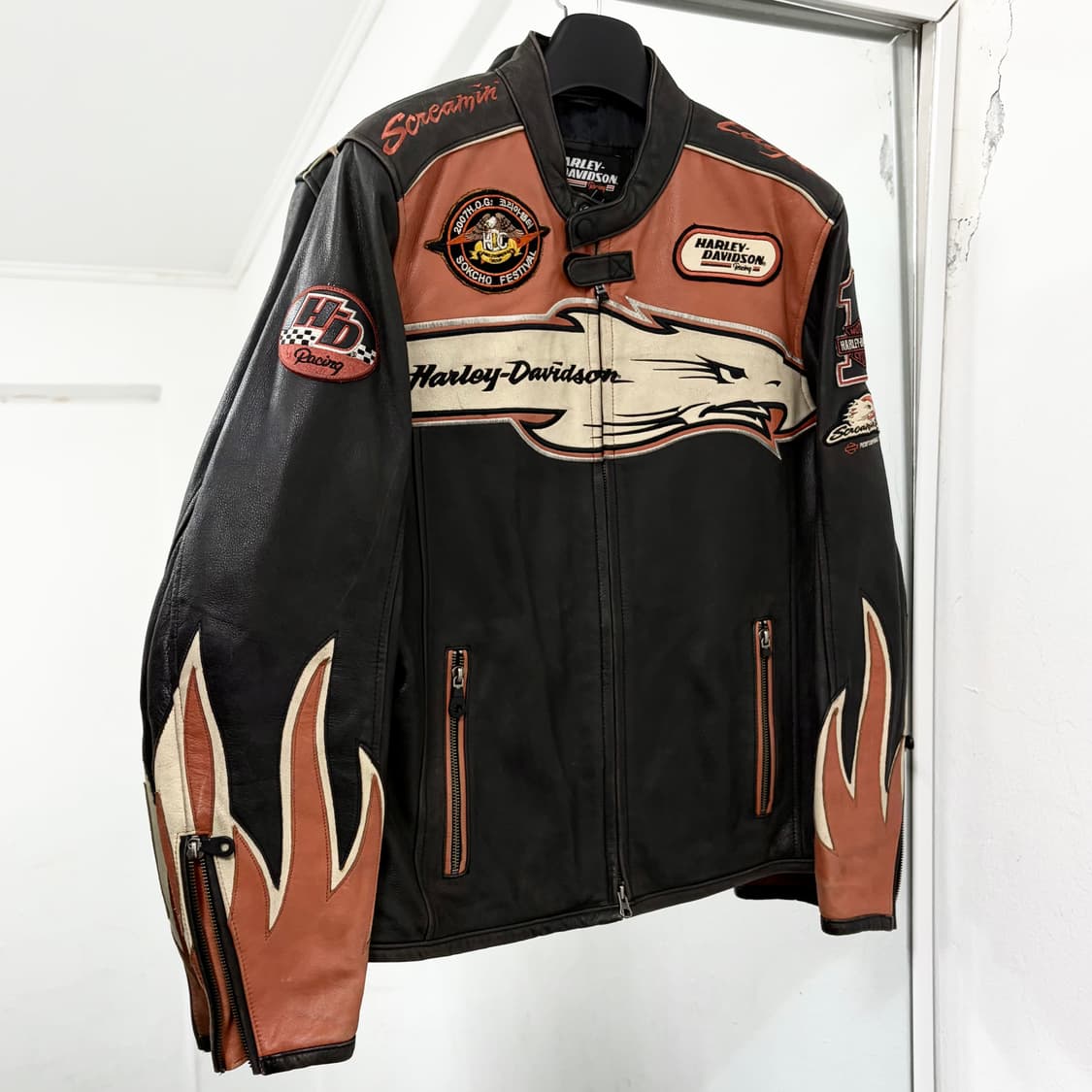 할리데이비슨 소가죽 플레임 레이싱 자켓 상품이미지1