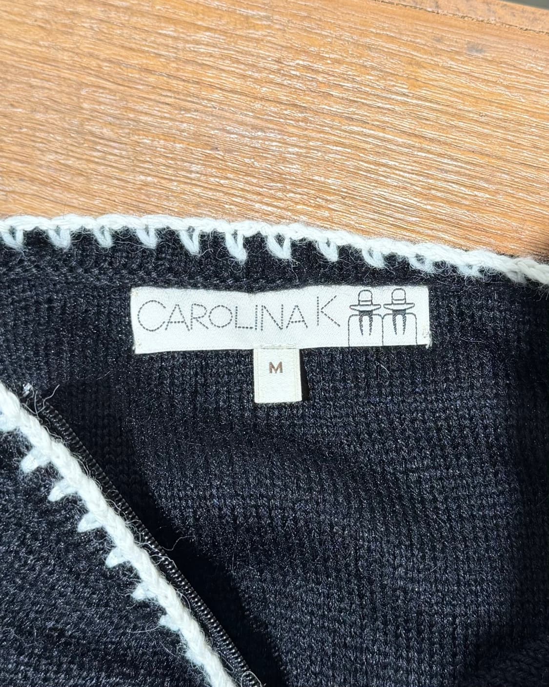 빈티지 캐롤리나 케이 블랙 배색 니트 집업 가디건 상품이미지8