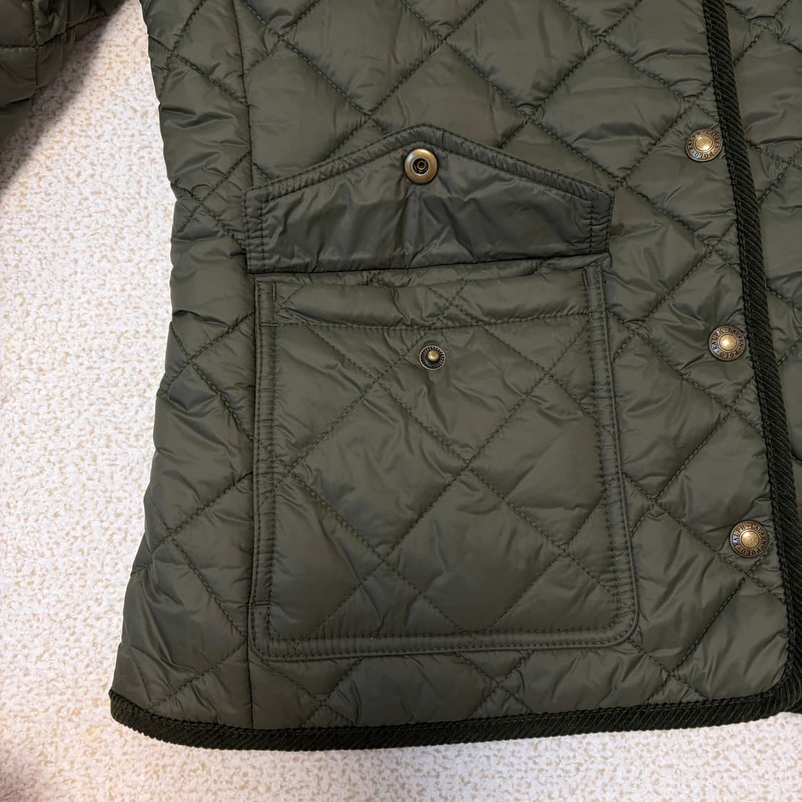 정품QR택)폴로 랄프로렌 퀼팅 자켓 카키색 상품이미지4
