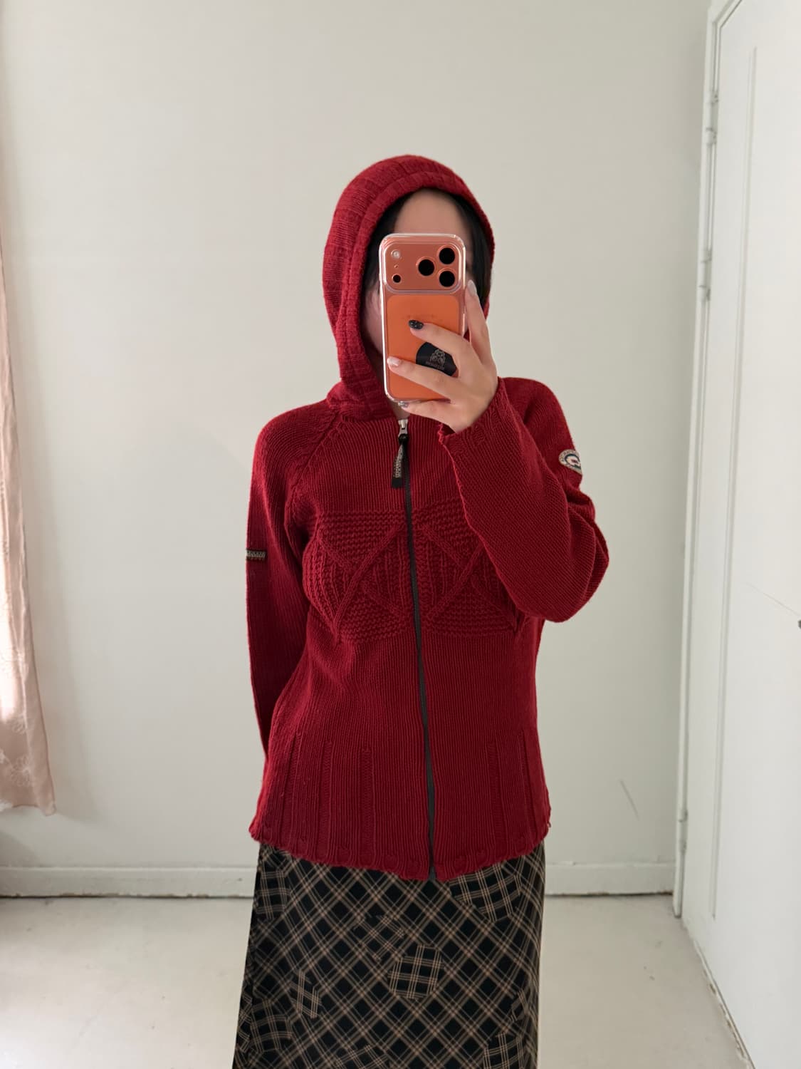 이태리 브릭레드 후드집업 니트 스웨터 상품이미지2