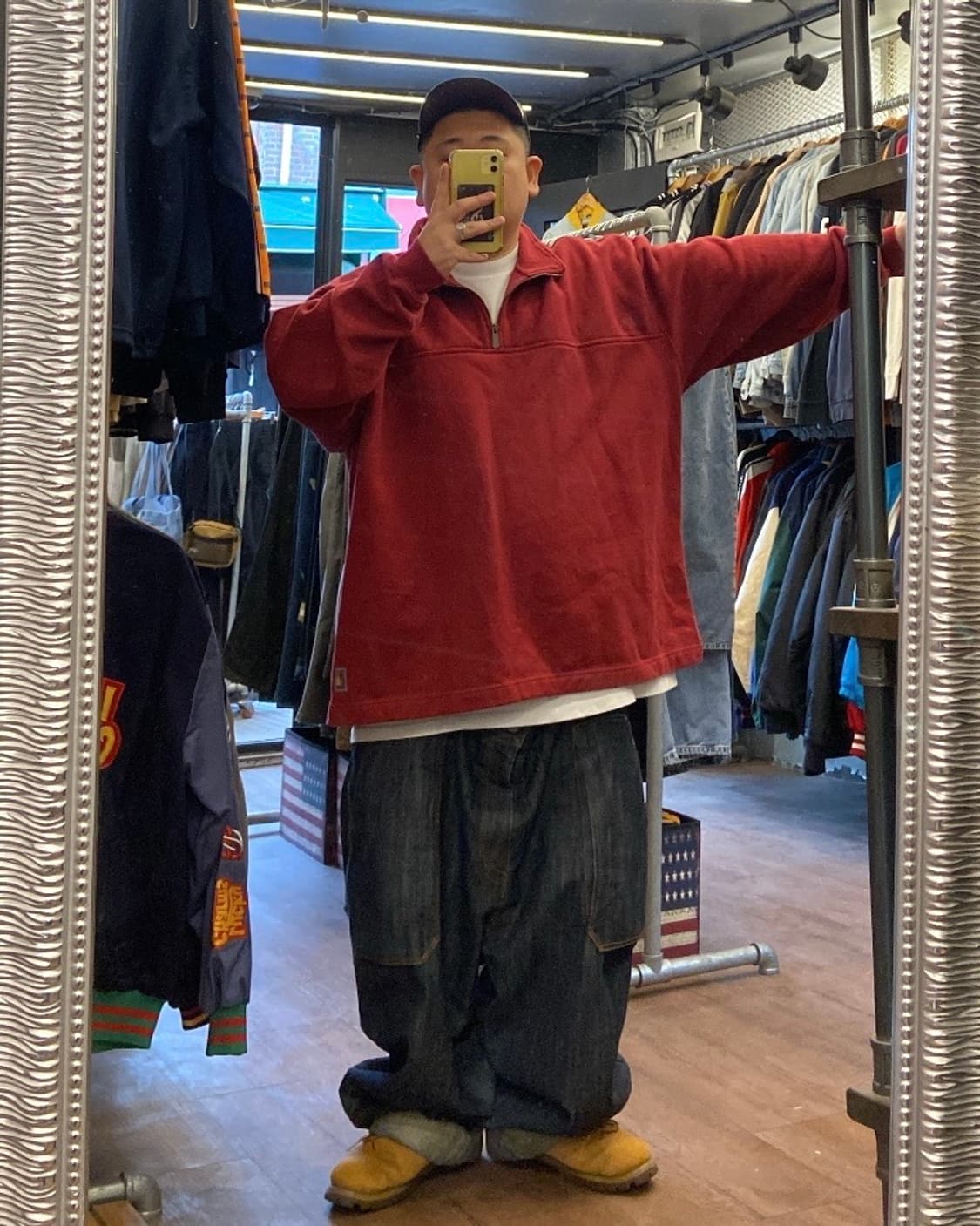 3XL) 칼하트 레드 반집업 스웻셔츠 상품이미지6