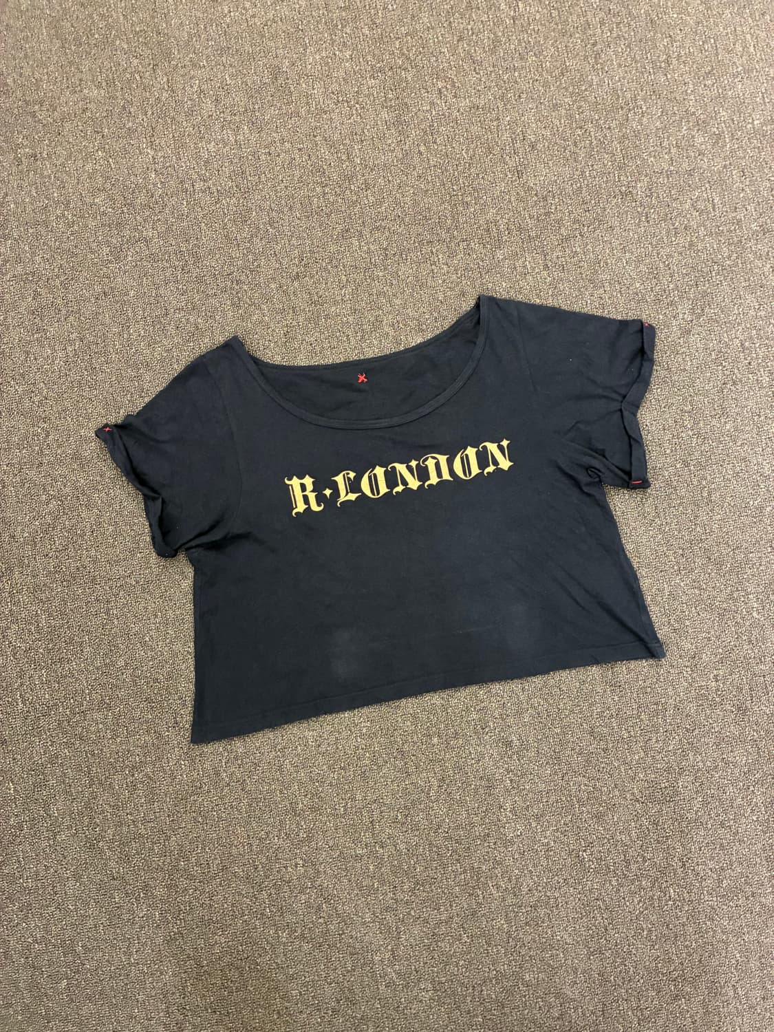 XS)Japanese vintage 여성 레터링 오프숄더 숏 슬리브 상품이미지2