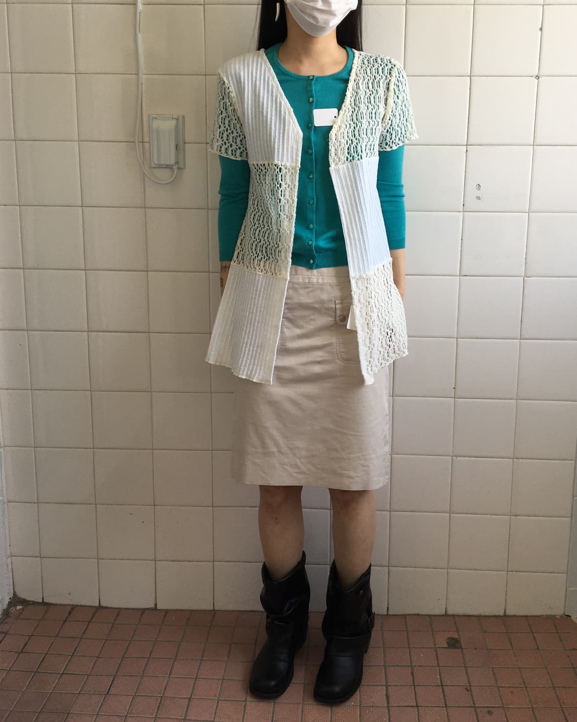 Crochet patch point open knit cardigan 상품이미지1