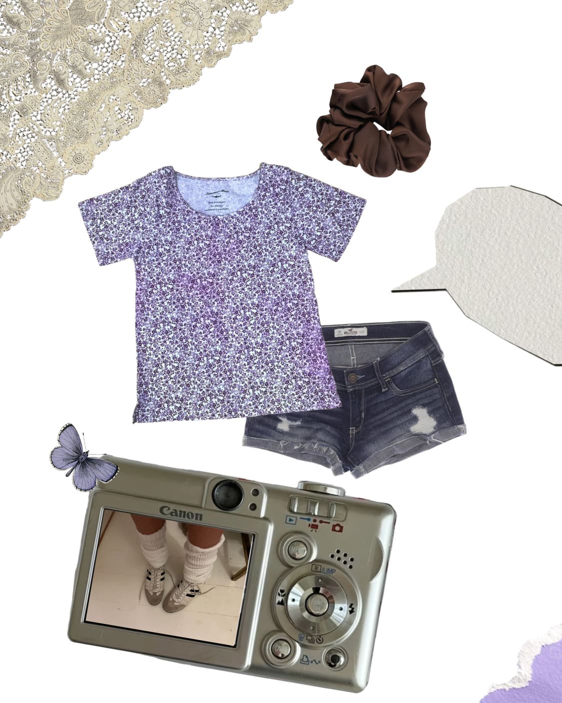 빈티지 퍼플 플라워 티셔츠 상품이미지1