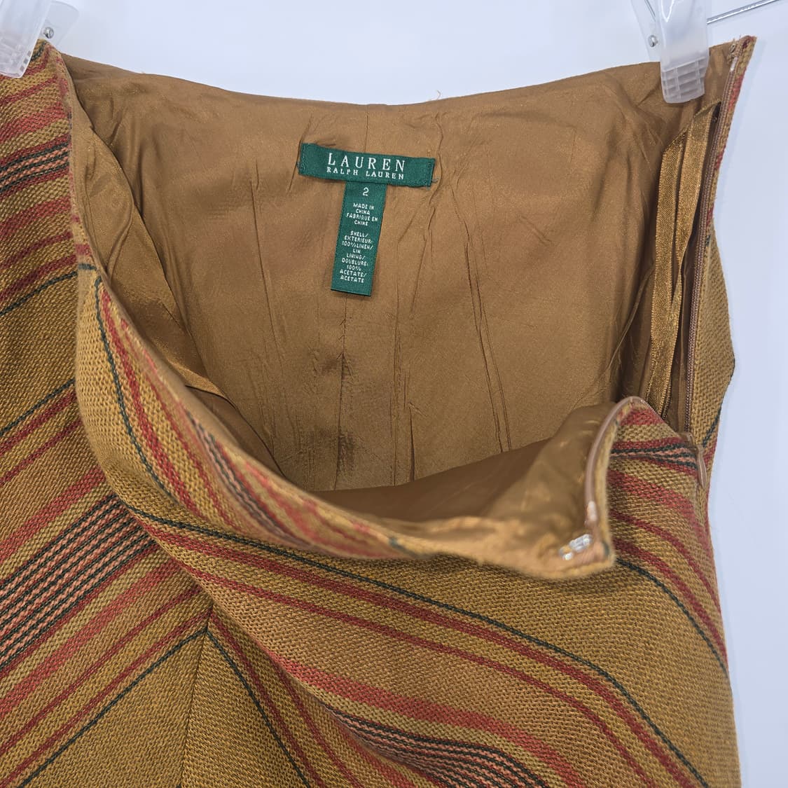 Lauren Ralph Lauren 브라운 스트라이프 린넨 롱 스커트 상품이미지6