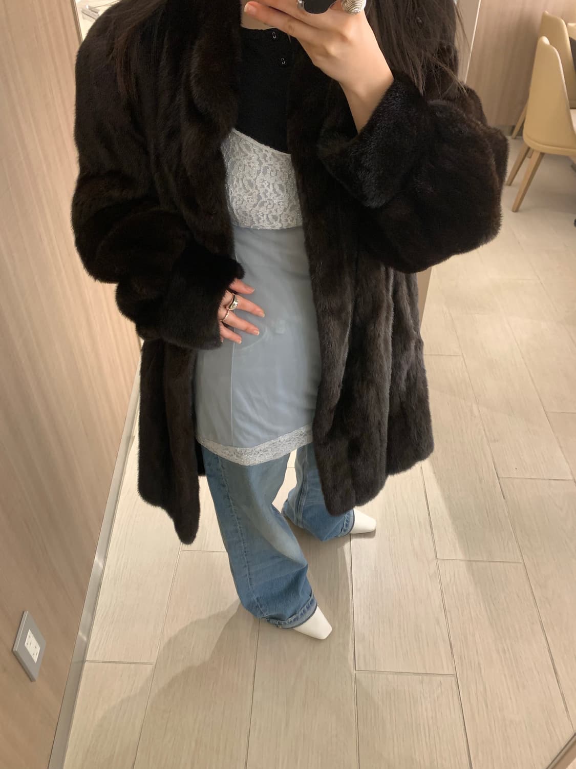 Dark brown mink coat 상품이미지2