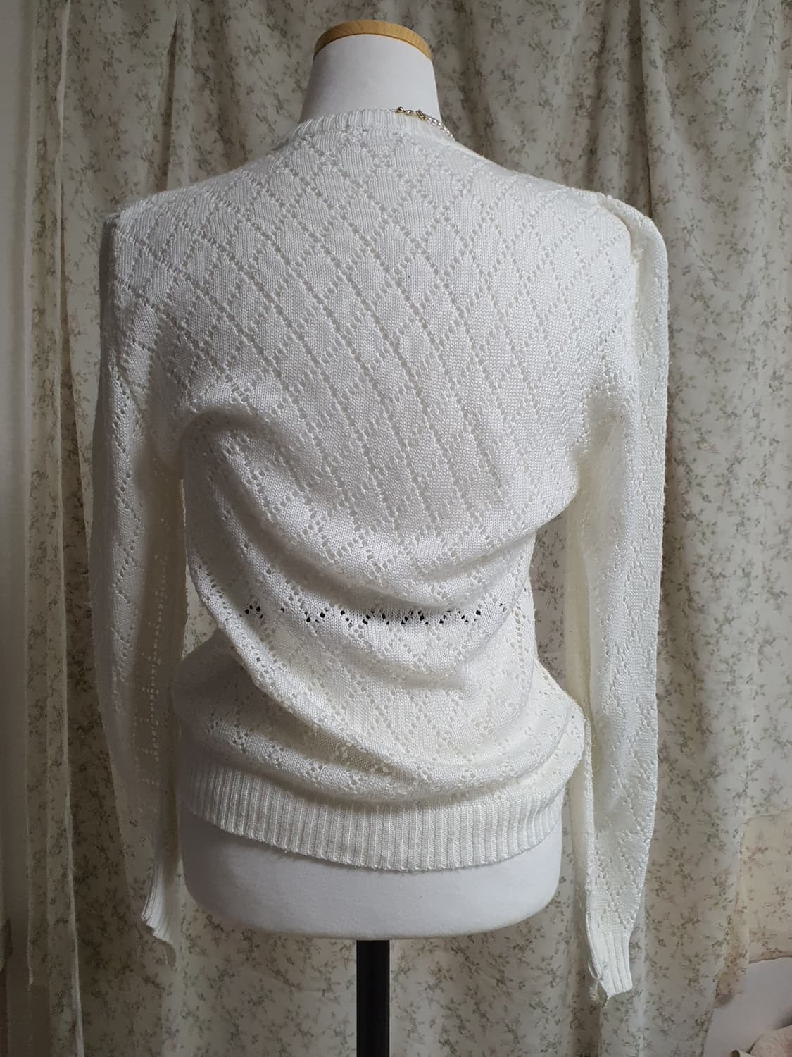 [일본빈티지] 플라워 자수 화이트 니트 가디건 상품이미지2