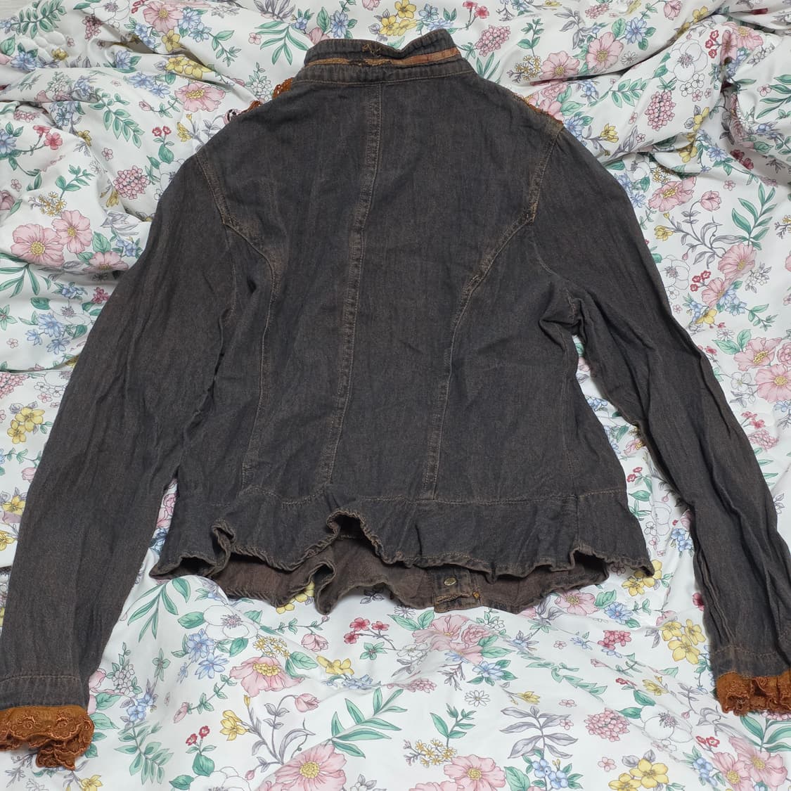 빈티지) 앤틱 프릴 레이스 데님 보헤미안 y2k 셔츠블라우스 상품이미지4