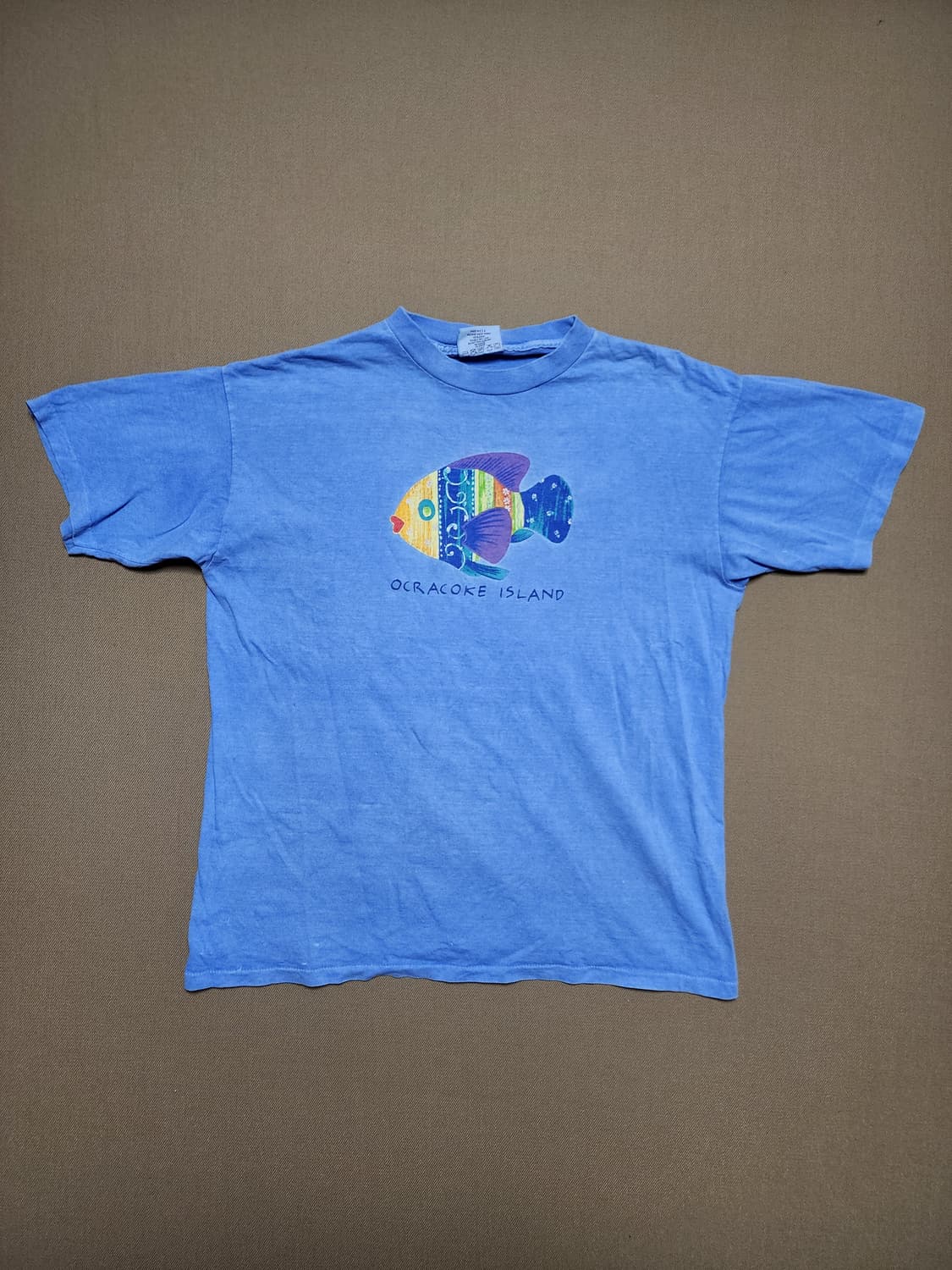 90s Ocracoke Island Fish Graphic T-shirt 상품이미지1