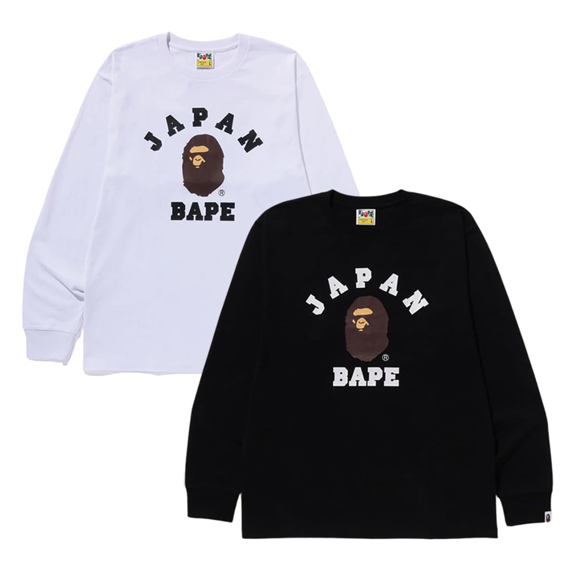 베이프 재팬 컬리지 시티 롱슬리브 티셔츠 25FW - 화이트, 블랙 상품이미지1