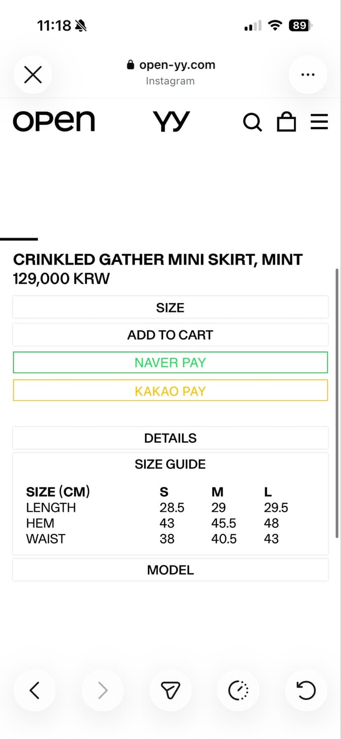 Open yy-CRINKLED GATHER MINI SKIRT,MINT 상품이미지4