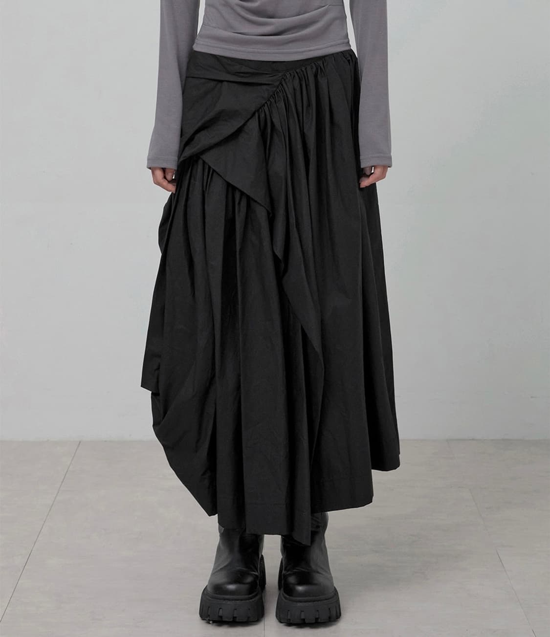 (새상품) 플레어업 flareup 블랙 롱 스커트 draped skirt 상품이미지9