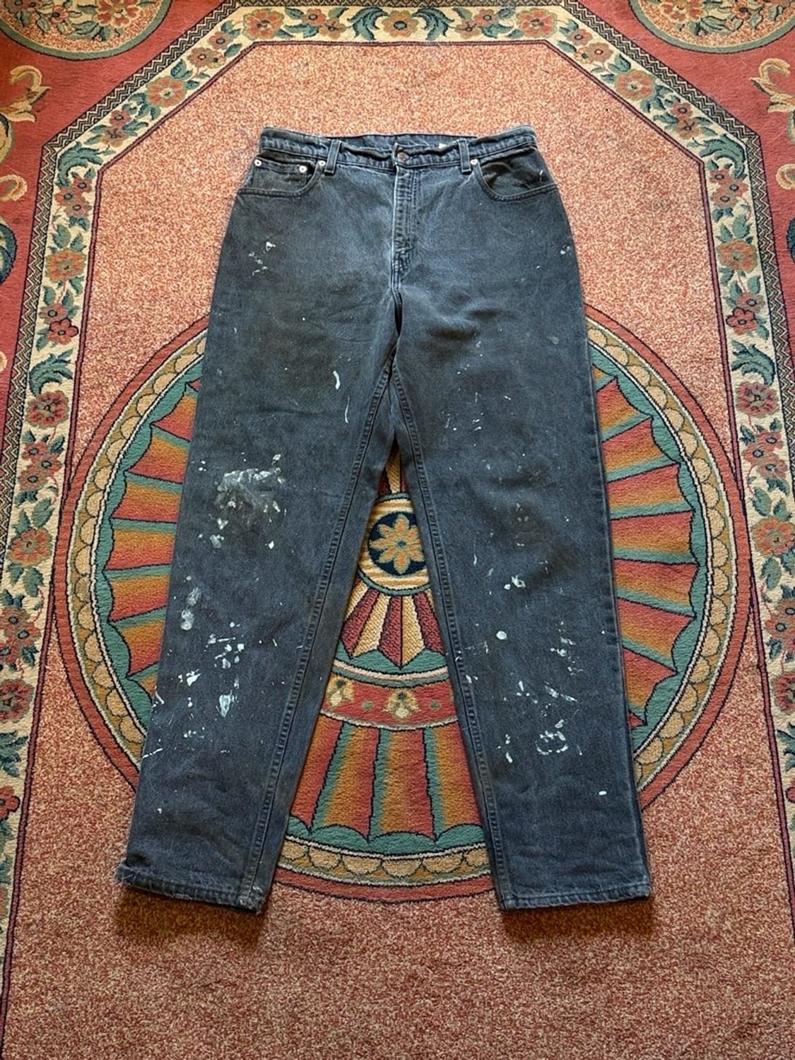 Levis 90년대 테이퍼드 블랙진 데님 페인팅 디자인 팬츠 상품이미지2