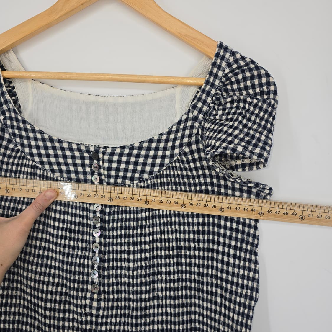 일본 빈티지 깅엄체크 퍼프 롱 원피스 상품이미지7