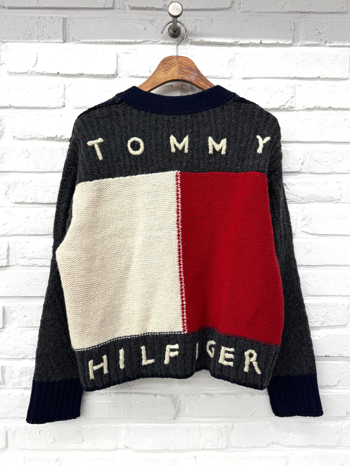 타미힐피거 배색 백로고 가디건 상품이미지5
