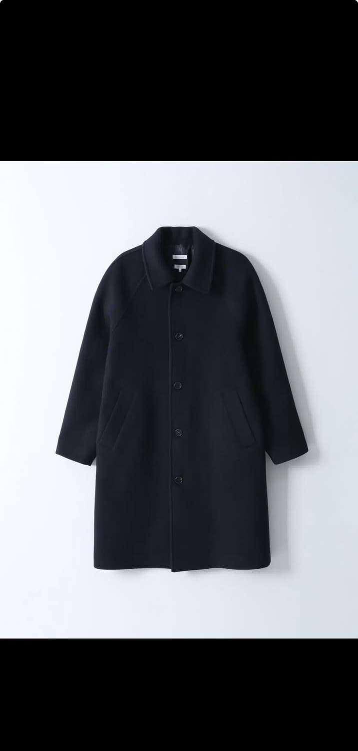 우드비 울 모사 레더 트림 코트 네이비 1사이즈 (95-100) 상품이미지1