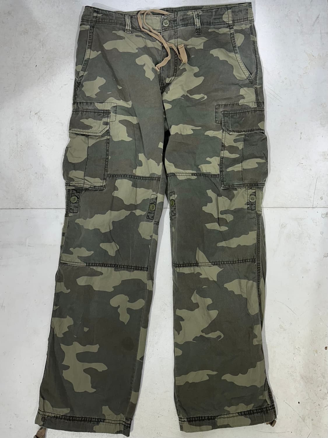 일본 빈티지 카키 와이드 밀리터리 카모 카고 팬츠 군복 바지  상품이미지4