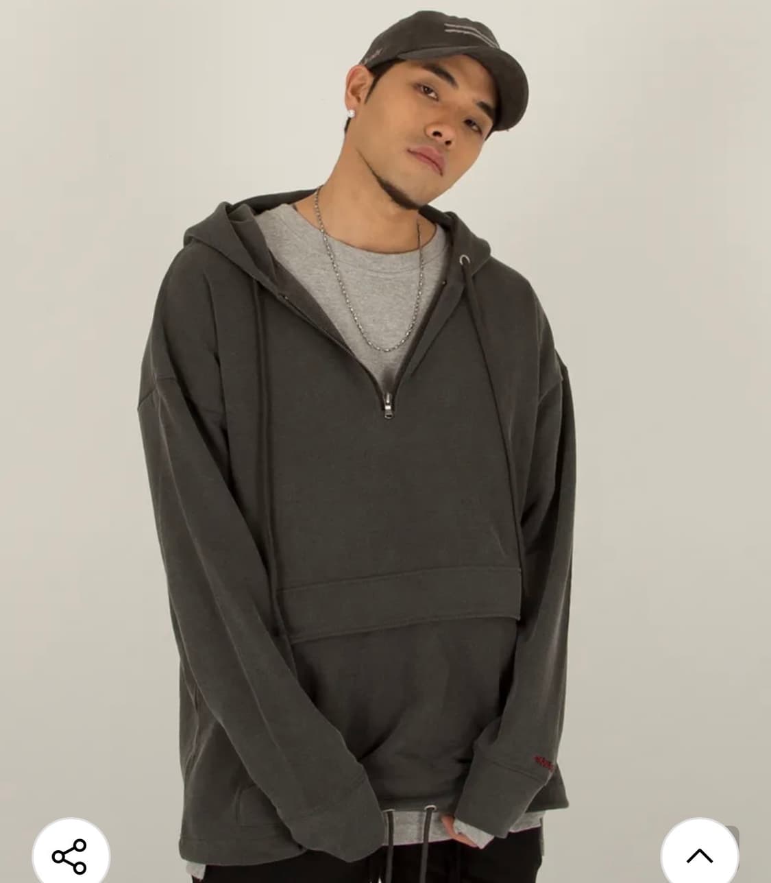 네임아웃 차콜 하프집업 후드티 랩퍼레디님 착용 (1사이즈) 상품이미지1